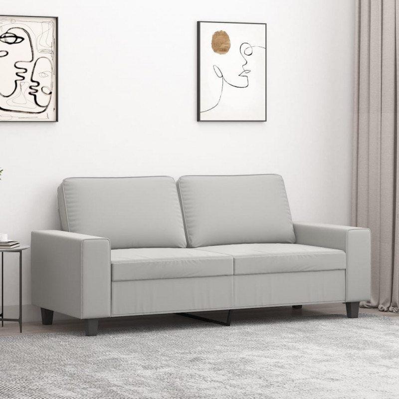 Sofa 2-osobowa, jasnoszary, 140 cm, tapicerowana mikrofibrą