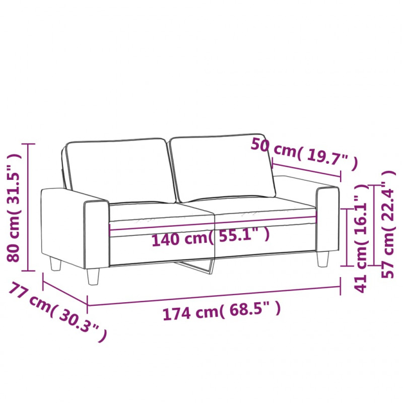 Sofa 2-osobowa, jasnoszary, 140 cm, tapicerowana mikrofibrą