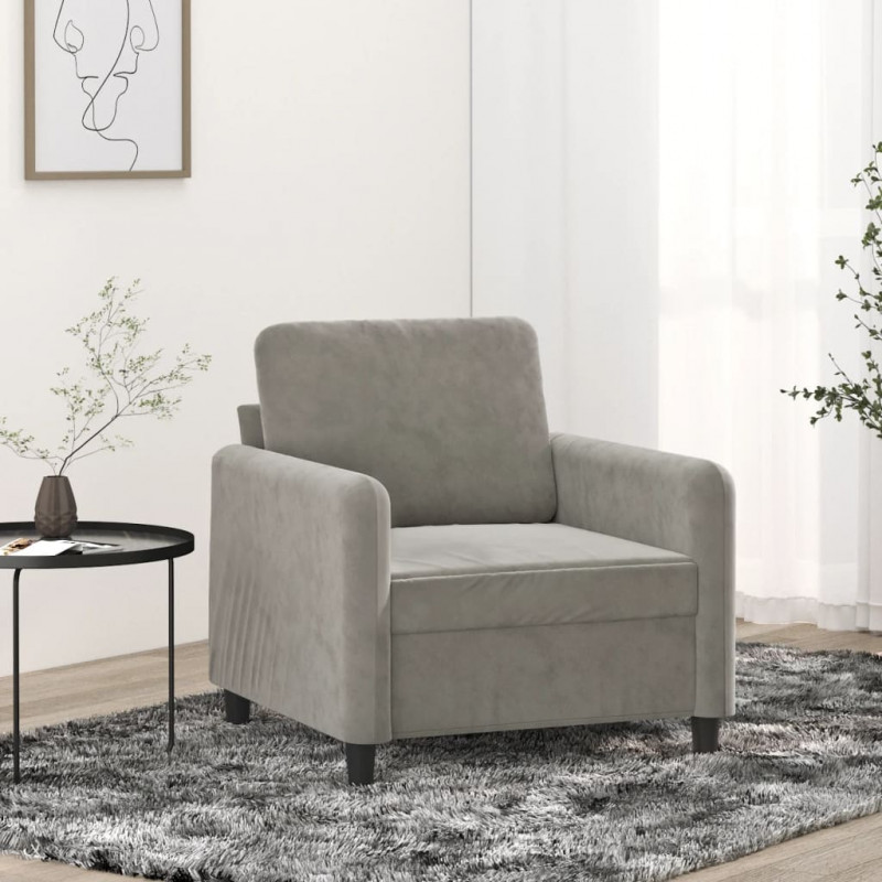 Fotel, jasnoszary, 60 cm, obity aksamitem
