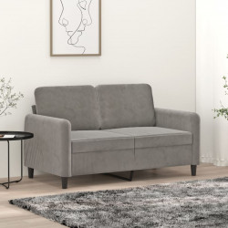 Sofa 2-osobowa, jasnoszara, 120 cm, tapicerowana aksamitem