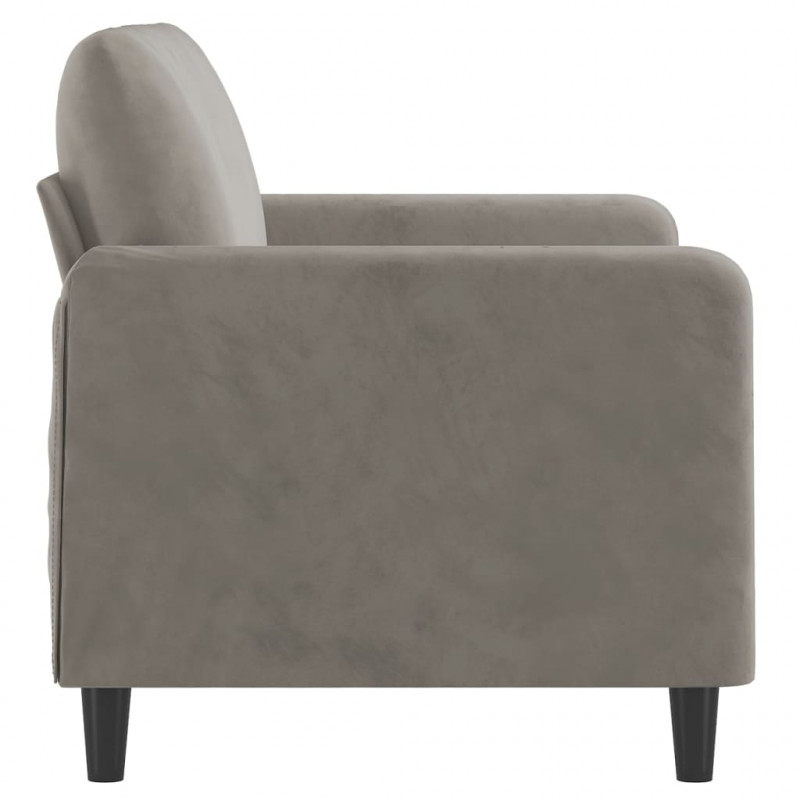 Sofa 2-osobowa, jasnoszara, 120 cm, tapicerowana aksamitem