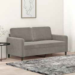 Sofa 2-osobowa, jasnoszara, 140 cm, tapicerowana aksamitem