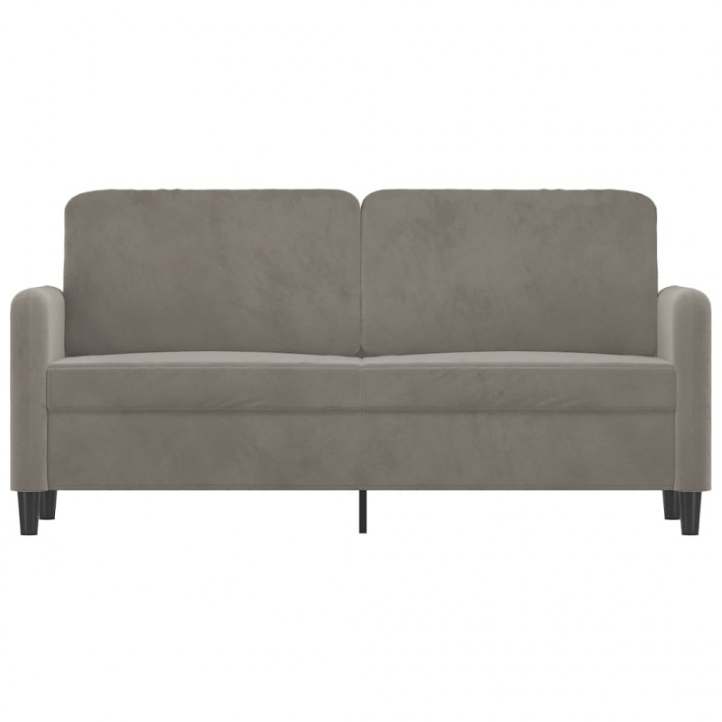 Sofa 2-osobowa, jasnoszara, 140 cm, tapicerowana aksamitem