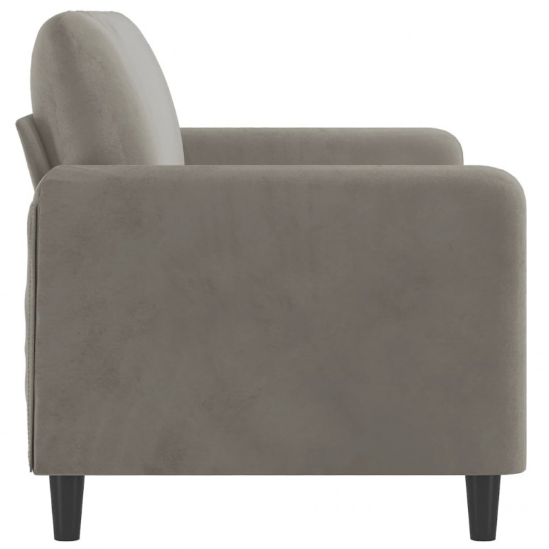 Sofa 2-osobowa, jasnoszara, 140 cm, tapicerowana aksamitem