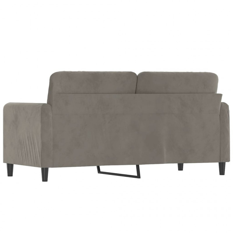 Sofa 2-osobowa, jasnoszara, 140 cm, tapicerowana aksamitem