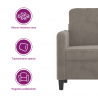 Sofa 2-osobowa, jasnoszara, 140 cm, tapicerowana aksamitem