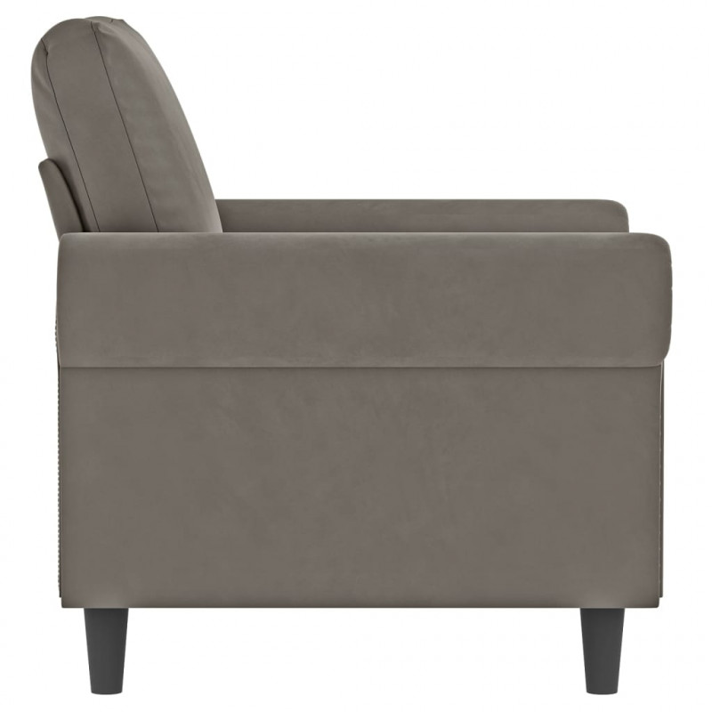 Fotel, jasnoszary, 60 cm, obity aksamitem