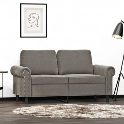 Sofa 2-osobowa, jasnoszara, 120 cm, tapicerowana aksamitem