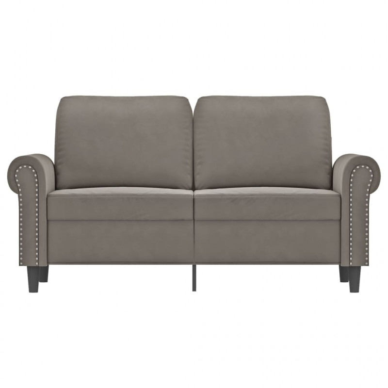 Sofa 2-osobowa, jasnoszara, 120 cm, tapicerowana aksamitem