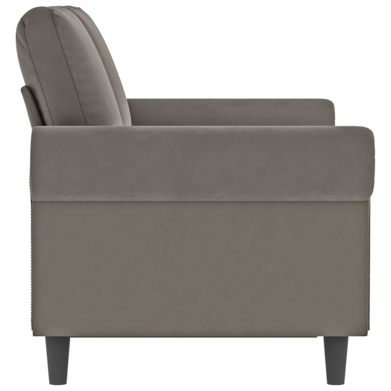 Sofa 2-osobowa, jasnoszara, 120 cm, tapicerowana aksamitem