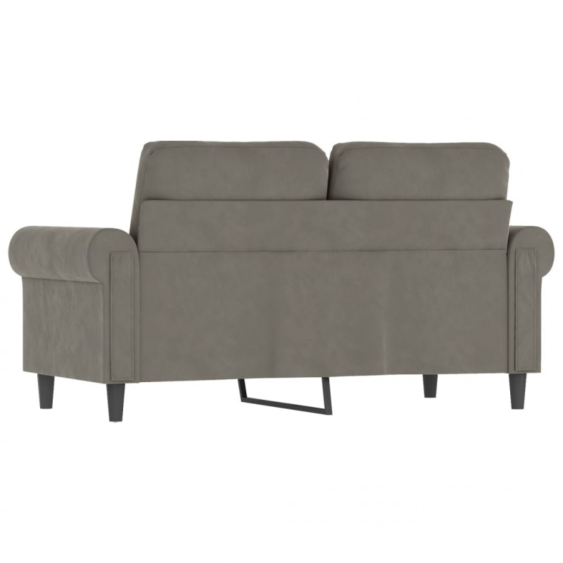 Sofa 2-osobowa, jasnoszara, 120 cm, tapicerowana aksamitem