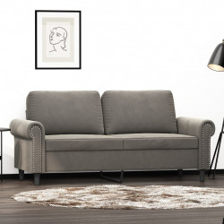 Sofa 2-osobowa, jasnoszara, 140 cm, tapicerowana aksamitem