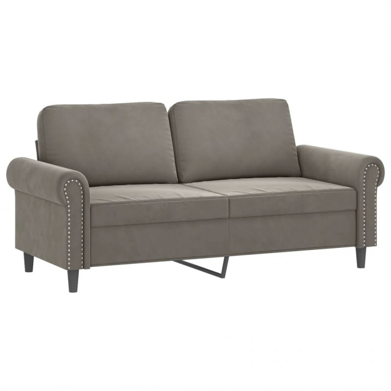 Sofa 2-osobowa, jasnoszara, 140 cm, tapicerowana aksamitem