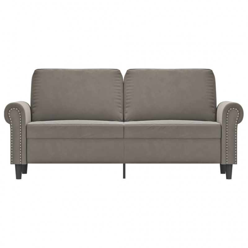 Sofa 2-osobowa, jasnoszara, 140 cm, tapicerowana aksamitem