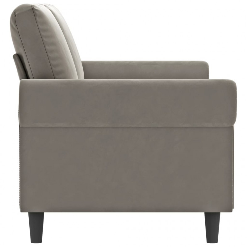 Sofa 2-osobowa, jasnoszara, 140 cm, tapicerowana aksamitem