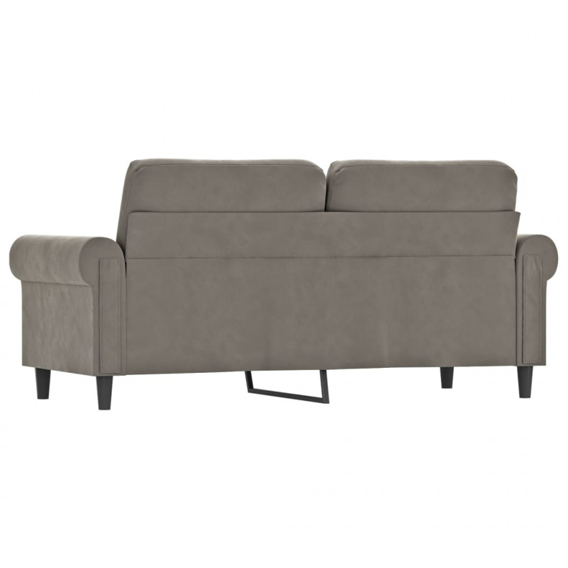 Sofa 2-osobowa, jasnoszara, 140 cm, tapicerowana aksamitem