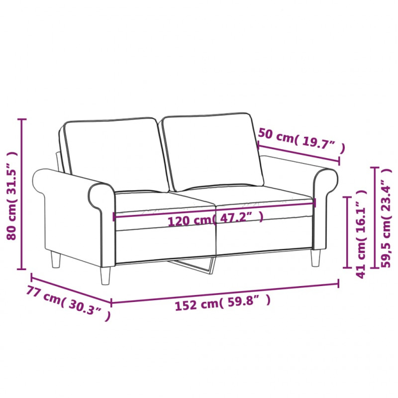 Sofa 2-osobowa, jasnoszara, 120 cm, tapicerowana tkaniną
