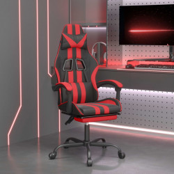 Obrotowy fotel gamingowy z podnóżkiem, czarno-czerwony