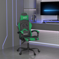 Obrotowy fotel gamingowy, czarno-zielony, sztuczna skóra