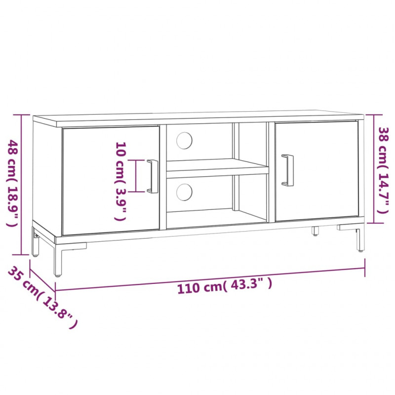 Szafka pod telewizor, czarna, 110x35x48 cm, drewno sosnowe