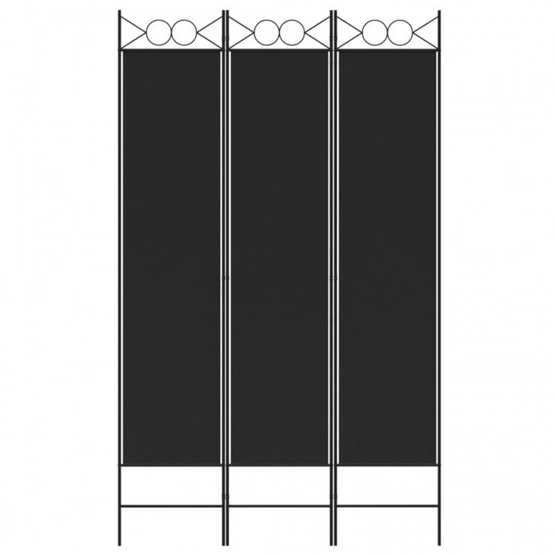 Parawan 3-panelowy, czarny, 120x200 cm, tkanina