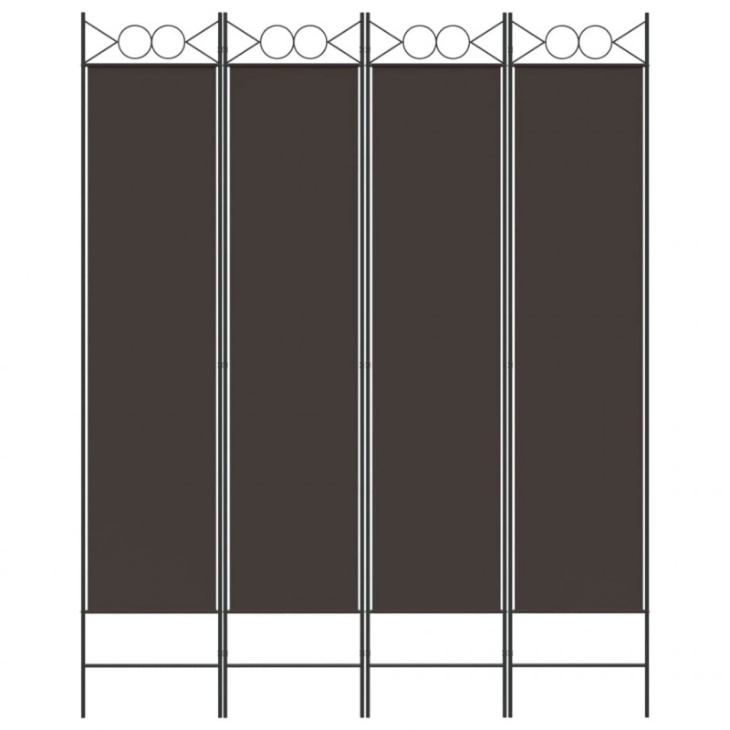 Parawan 4-panelowy, brązowy, 160x200 cm, tkanina
