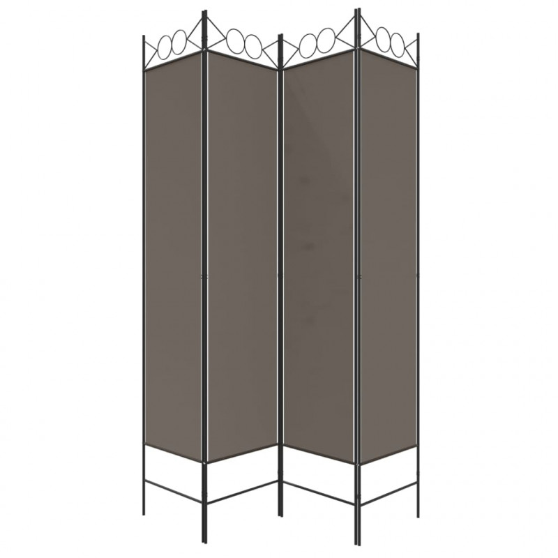 Parawan 4-panelowy, antracytowy, 160x200 cm, tkanina