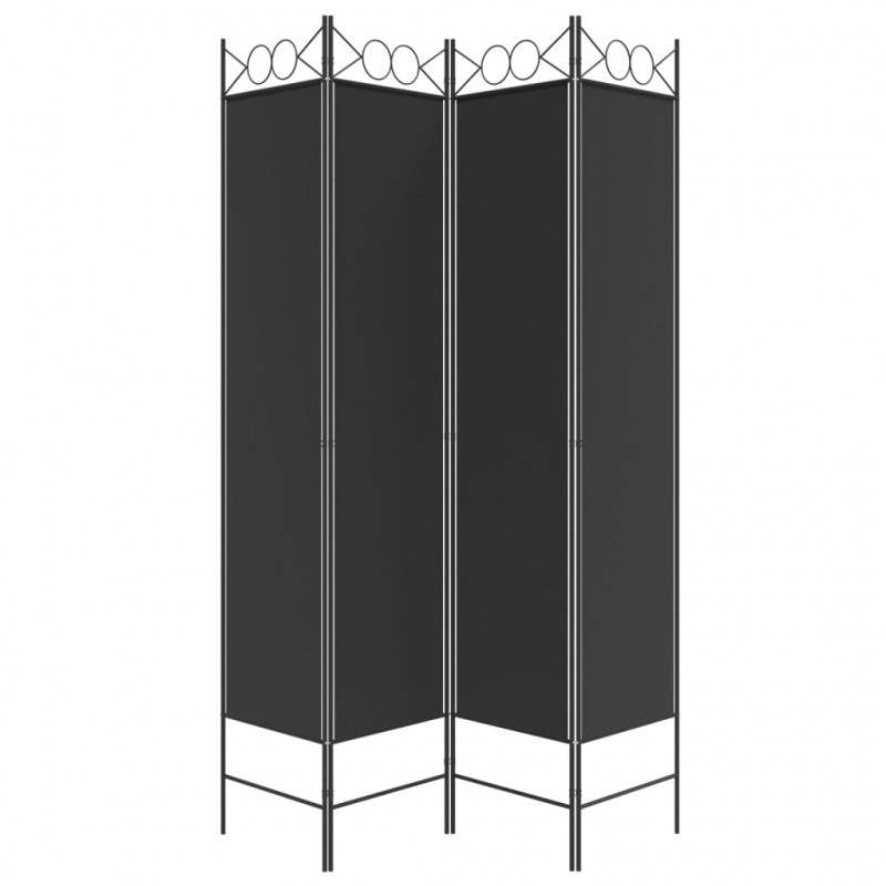 Parawan 4-panelowy, czarny, 160x200 cm, tkanina