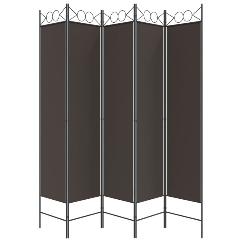 Parawan 5-panelowy, brązowy, 200x200 cm, tkanina