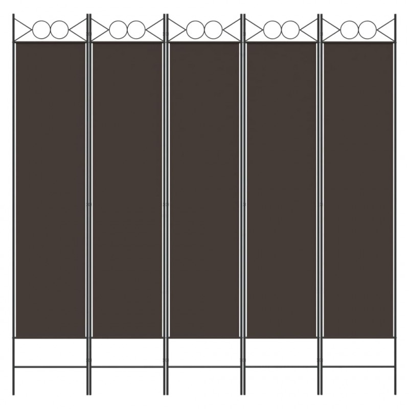 Parawan 5-panelowy, brązowy, 200x200 cm, tkanina
