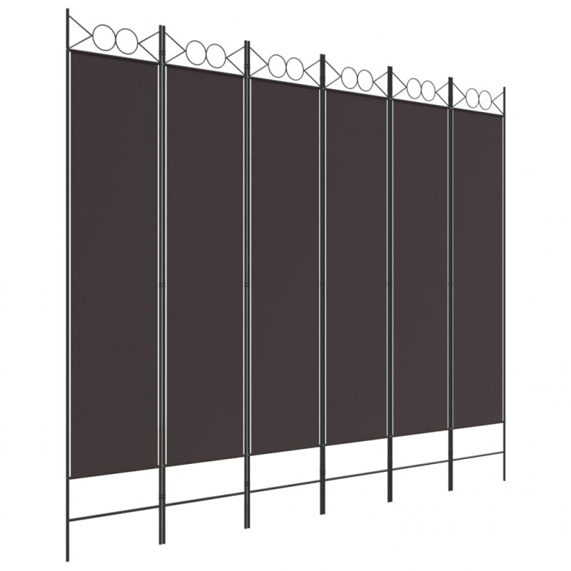 Parawan 6-panelowy, brązowy, 240x200 cm, tkanina