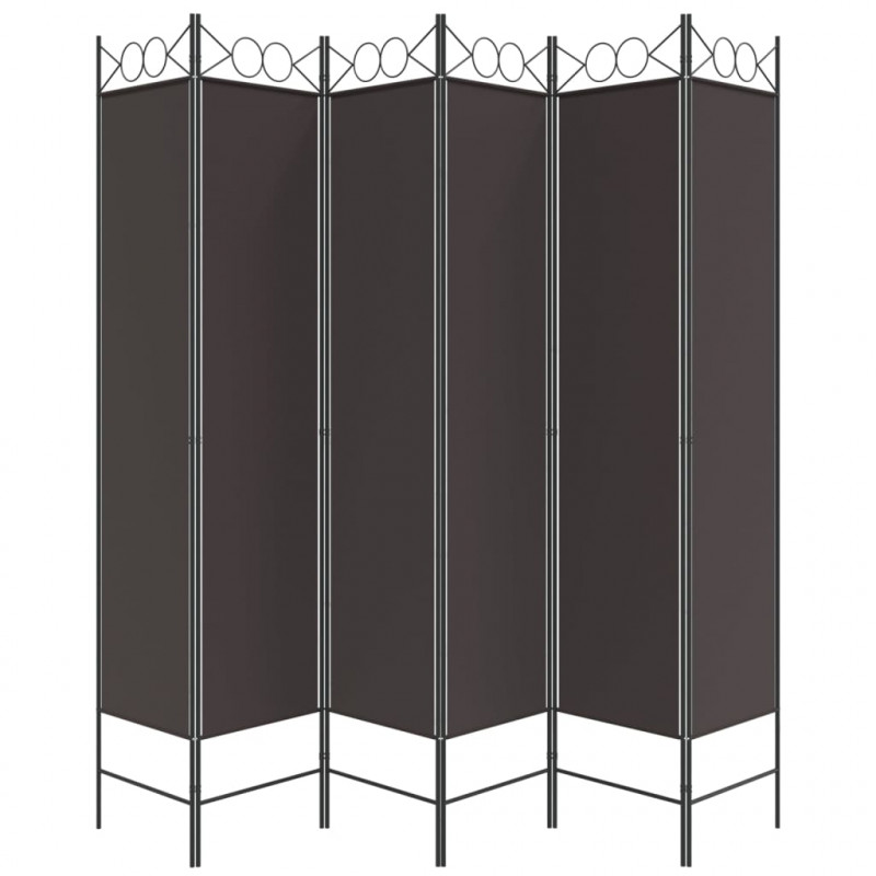 Parawan 6-panelowy, brązowy, 240x200 cm, tkanina