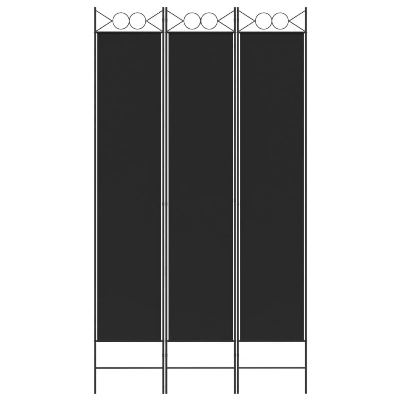 Parawan 3-panelowy, czarny, 120x220 cm, tkanina