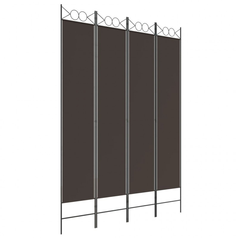 Parawan 4-panelowy, brązowy, 160x220 cm, tkanina