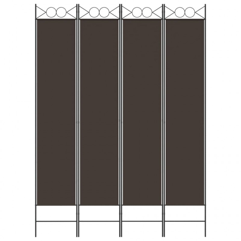 Parawan 4-panelowy, brązowy, 160x220 cm, tkanina