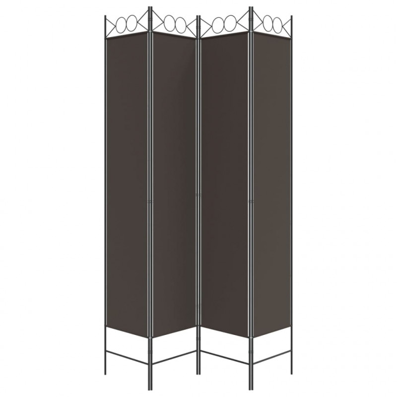 Parawan 4-panelowy, brązowy, 160x220 cm, tkanina