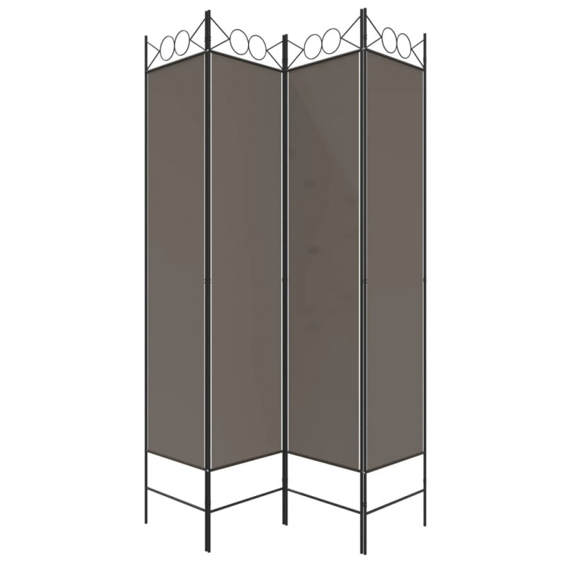 Parawan 4-panelowy, antracytowy, 160x220 cm, tkanina