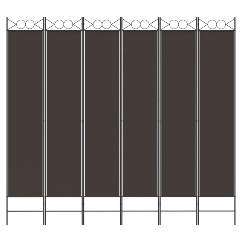 Parawan 6-panelowy, brązowy, 240x220 cm, tkanina