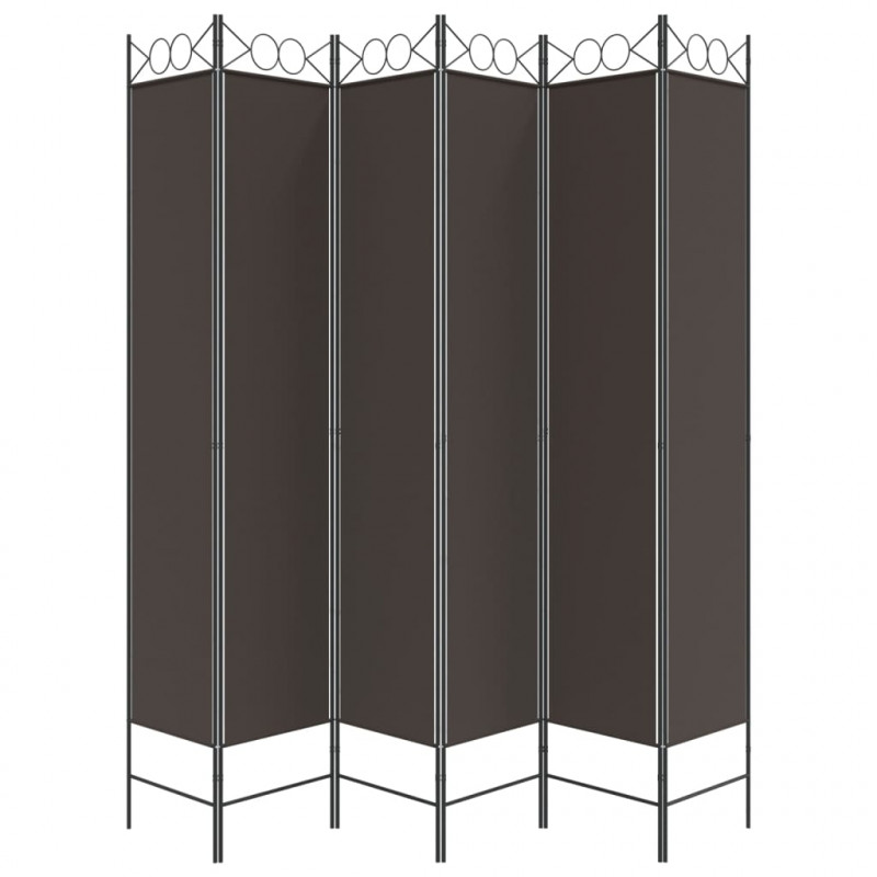 Parawan 6-panelowy, brązowy, 240x220 cm, tkanina