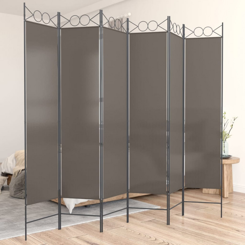 Parawan 6-panelowy, antracytowy, 240x220 cm, tkanina
