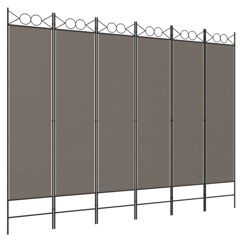 Parawan 6-panelowy, antracytowy, 240x220 cm, tkanina