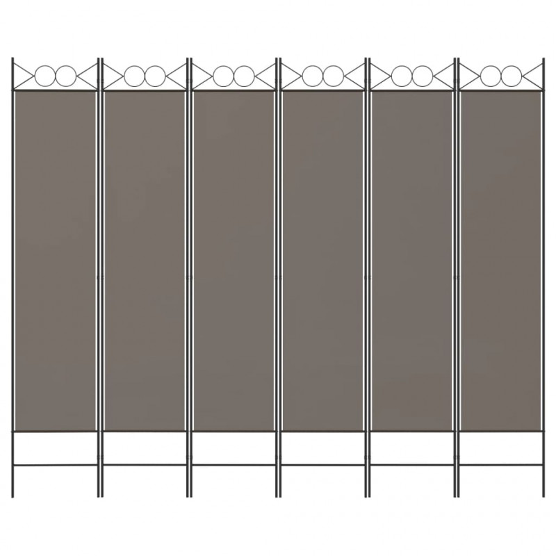 Parawan 6-panelowy, antracytowy, 240x220 cm, tkanina