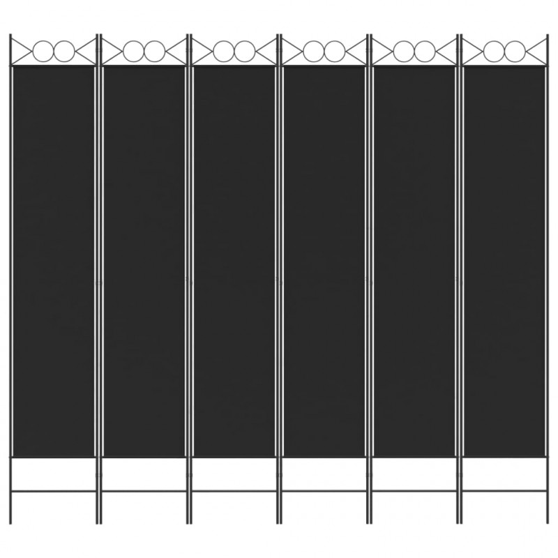 Parawan 6-panelowy, czarny, 240x220 cm, tkanina