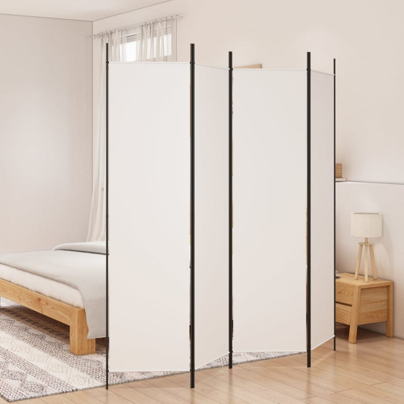 Parawan 4-panelowy, biały, 200x200 cm, tkanina