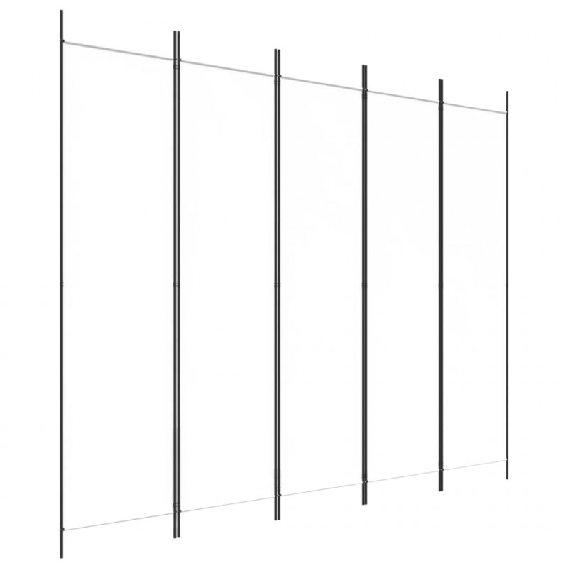 Parawan 5-panelowy, biały, 250x200 cm, tkanina