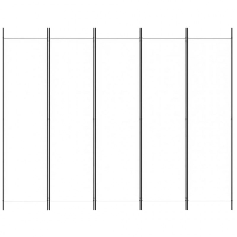 Parawan 5-panelowy, biały, 250x200 cm, tkanina