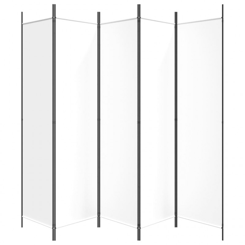 Parawan 5-panelowy, biały, 250x200 cm, tkanina