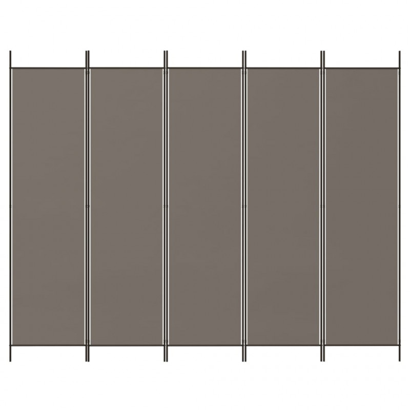 Parawan 5-panelowy, antracytowy, 250x200 cm, tkanina