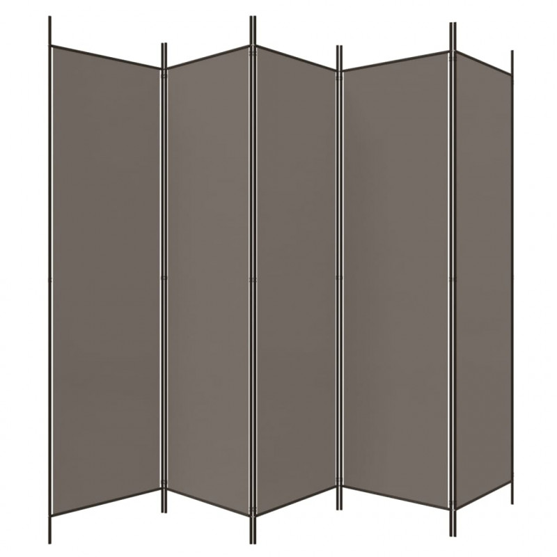 Parawan 5-panelowy, antracytowy, 250x200 cm, tkanina
