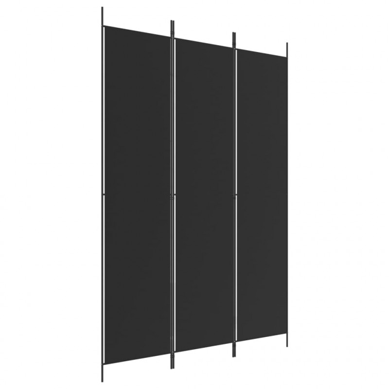 Parawan 3-panelowy, czarny, 150x220 cm, tkanina